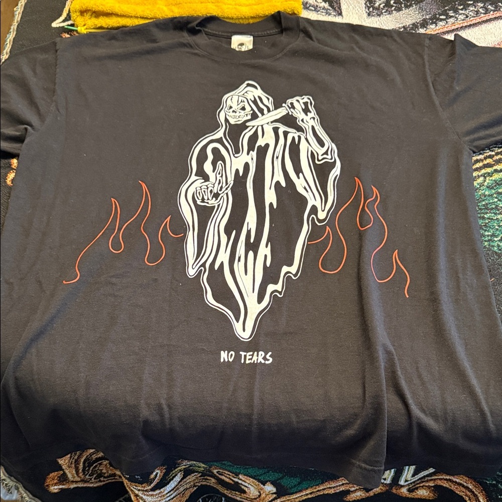 Men's Black warren Lotas Tee with White and Red Design